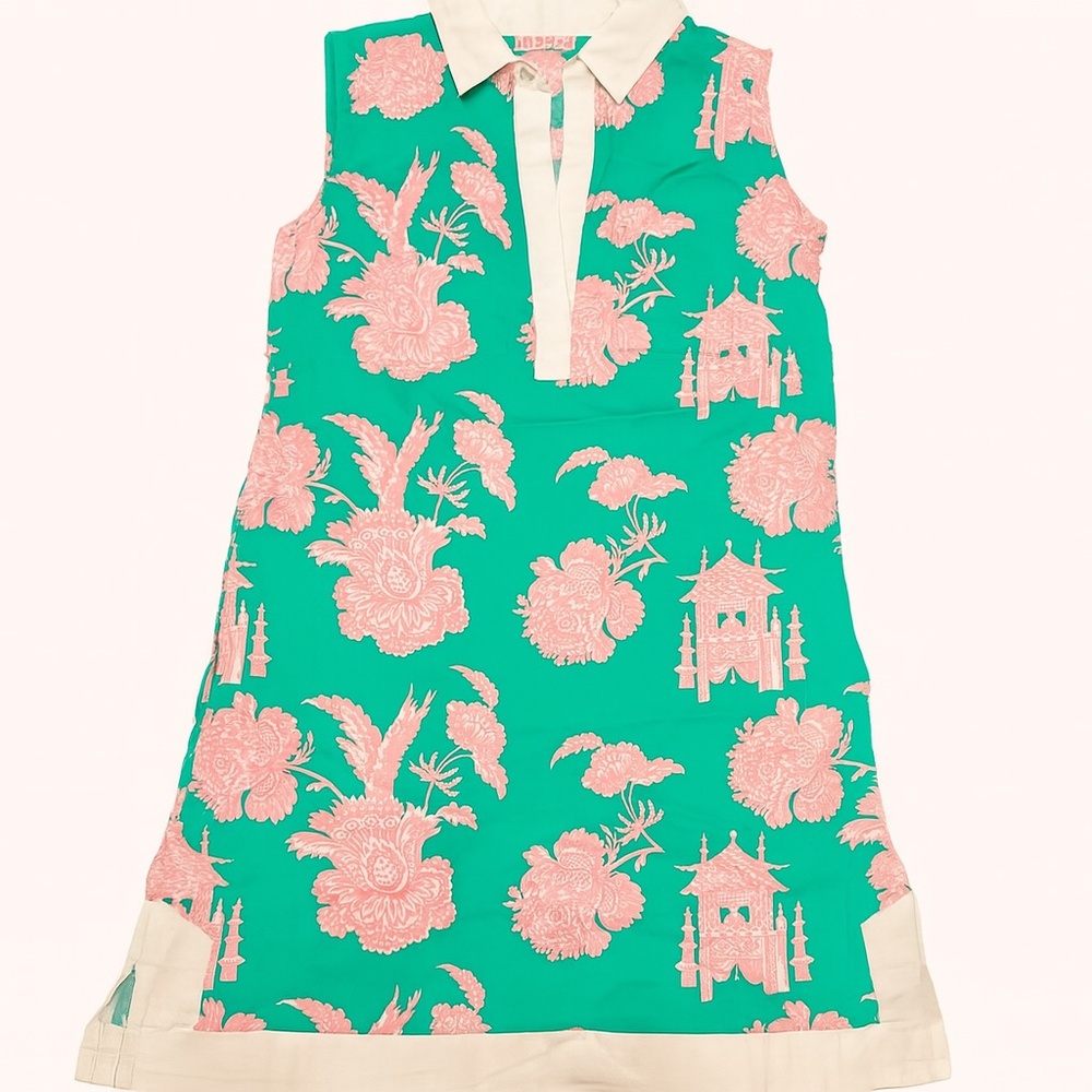 Tizzie Mod Shift Dress XS Retro Floral Print Preppy Resort Vintage-Inspired